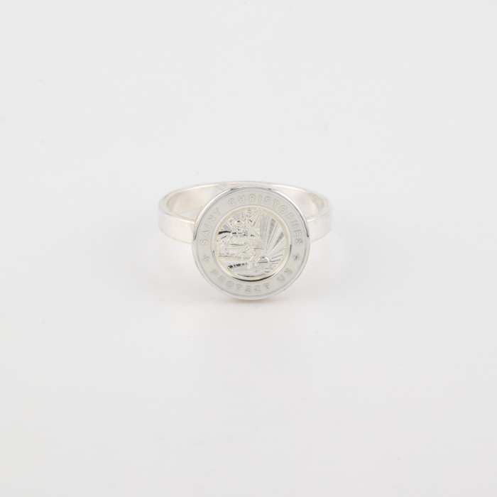 St. Christopher Ring Silver / White