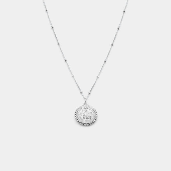 St. Christopher Satellite Coin Necklace - Silver – Get Back Necklaces