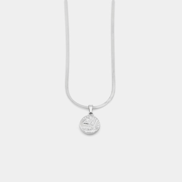 St. Christopher Herringbone Choker in Silver // Get Back