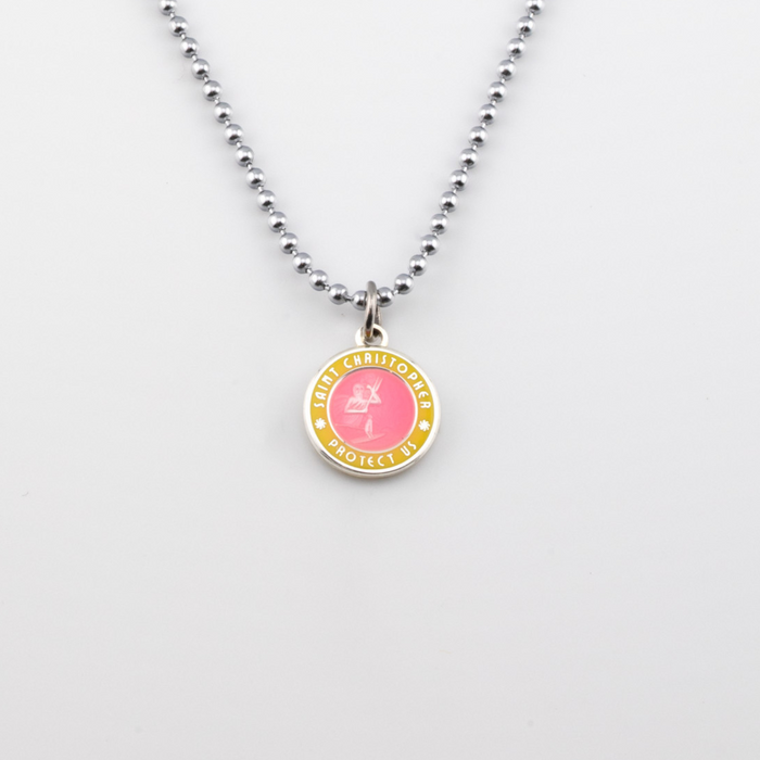 Small Hot Pink Yellow St. Christopher