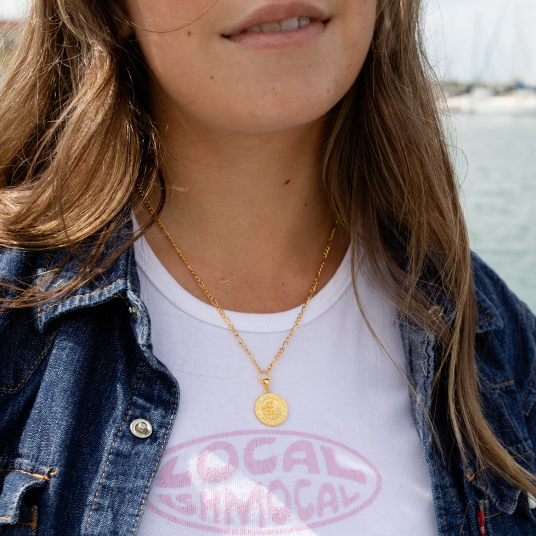 Gold St. Christopher Figaro Medallion Get Back Necklaces