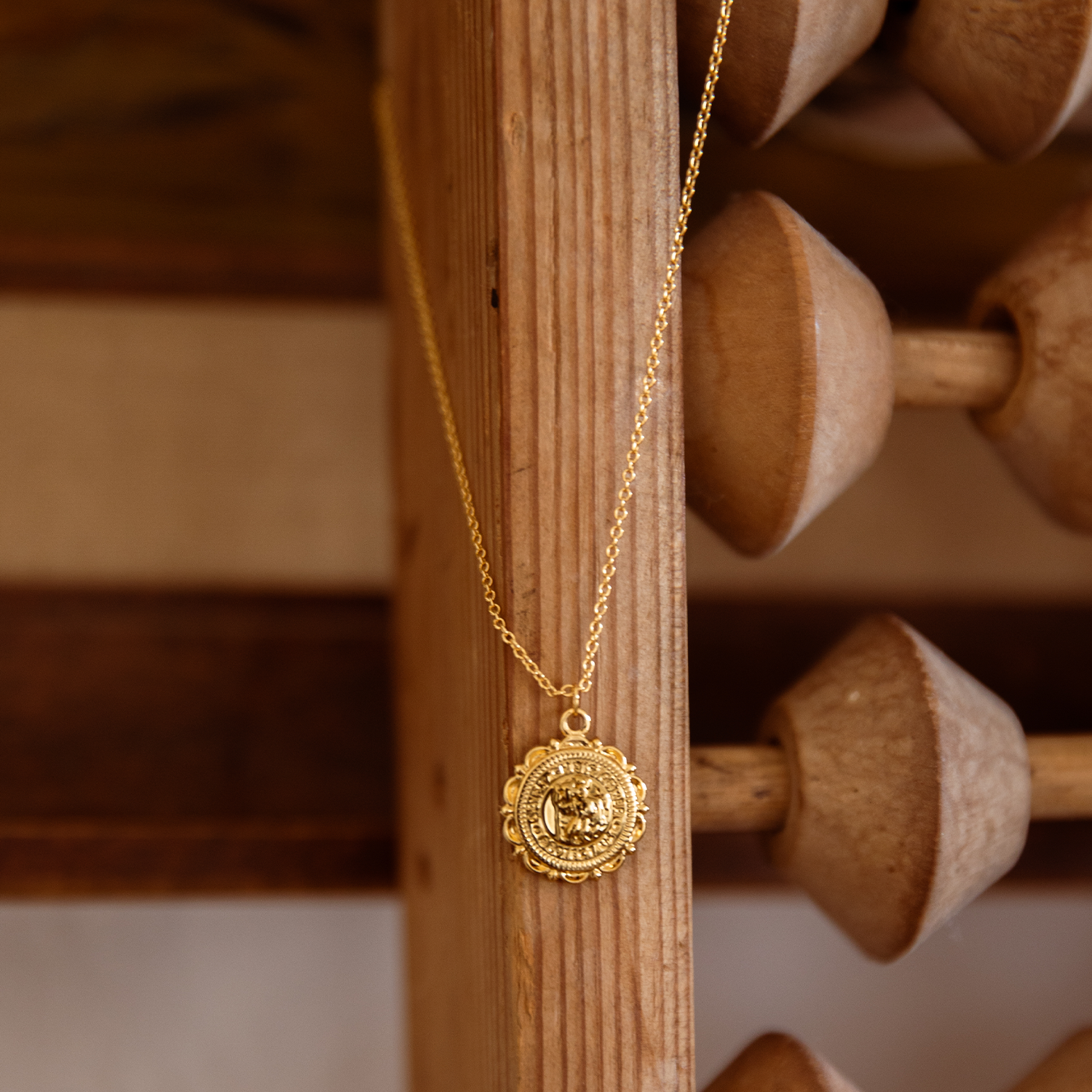 Gold Coin St. Christopher Necklace