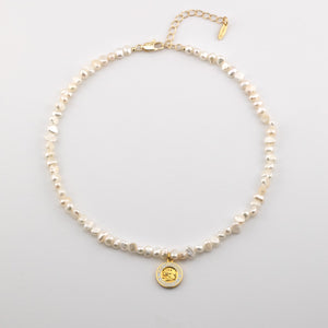shoreline pearl choker white gold pendant 