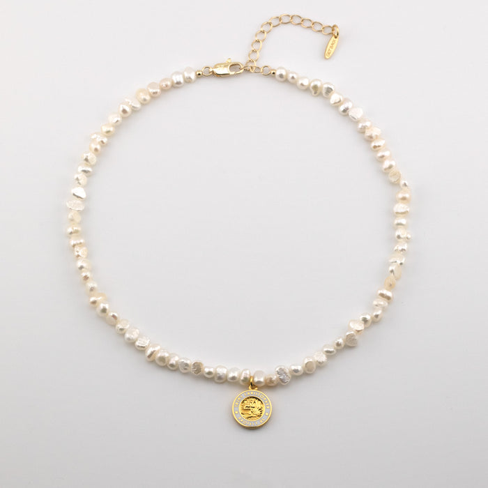 shoreline pearl choker white gold pendant 