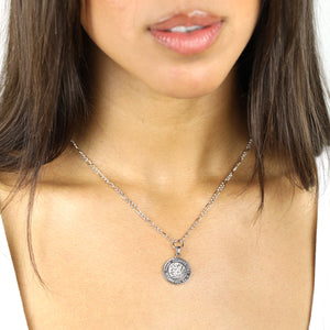 Silver St. Christopher Figaro Necklace on Model 