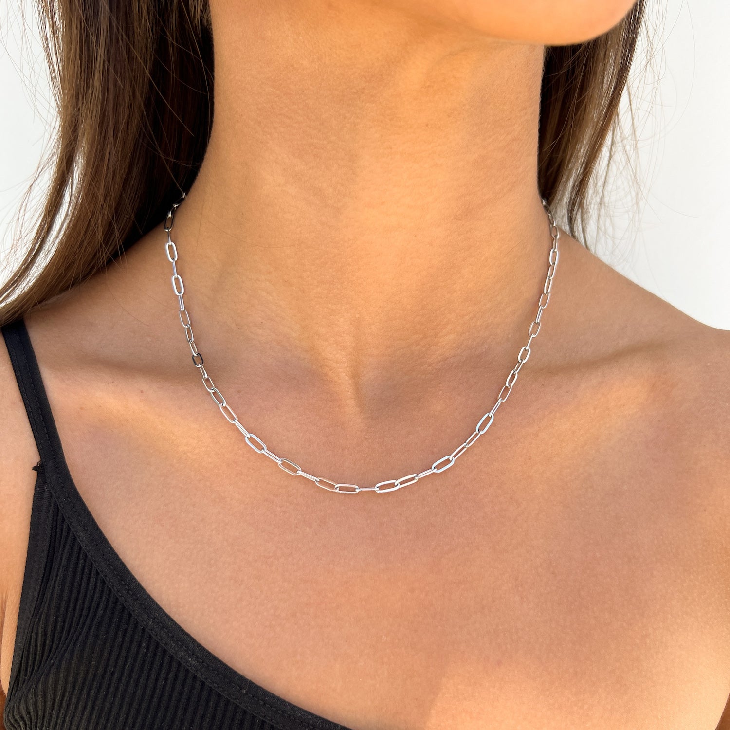 Amazon.com: Long Double Paper Clip Chain Monogram Necklace - Silver or Gold  Finish : Handmade Products